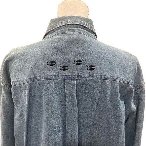 Outrageous Sports Button Down Denim Shirt - Picture 2 of 6